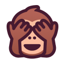 Emoji of a monkey covering its mouth with both hands.