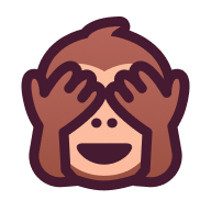 An emoji of an Ape, with his hands covering his eyes.